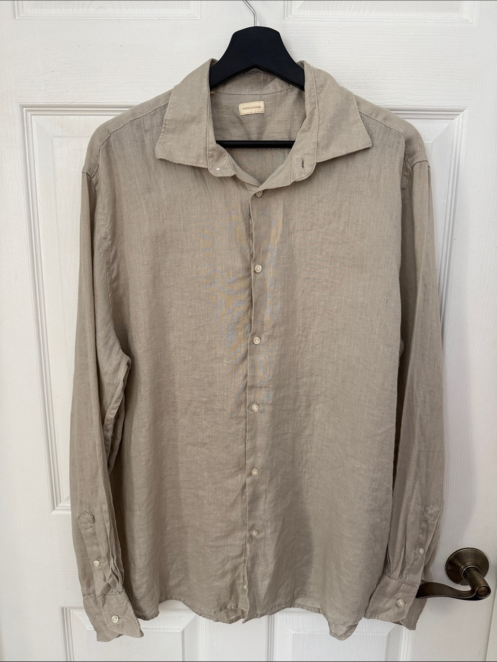 Doppelgänger Men's Casual linen Button-Down neutral Shirt